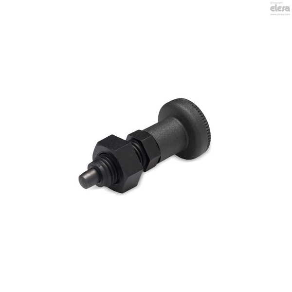 Elesa Black-oxide steel plunger, with locking nut, PMT.100-6-1/2-20-AK PMT.100-AK (inch sizes)